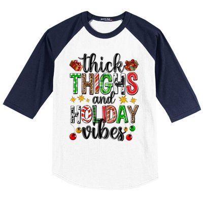 Thick Thighs And Holiday Vibes Christmas Squad Ugly Xmas Gift Baseball Sleeve Shirt