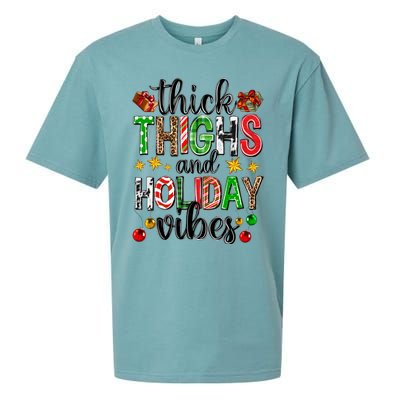 Thick Thighs And Holiday Vibes Christmas Squad Ugly Xmas Gift Sueded Cloud Jersey T-Shirt