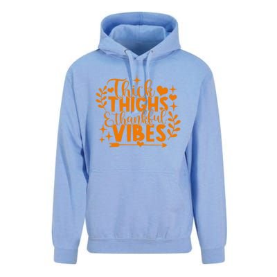 Thick Thighs And Thankful Vibes Gift Cute Thanksgiving Gift Unisex Surf Hoodie