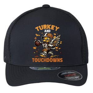 Thanksgiving Turkey And Touchdowns Football Gift Flexfit Unipanel Trucker Cap