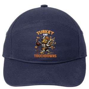 Thanksgiving Turkey And Touchdowns Football Gift 7-Panel Snapback Hat