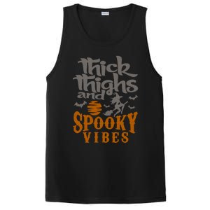 Thick Thighs And Spooky Vibes Funny Halloween Witch Graphic Cute Gift PosiCharge Competitor Tank