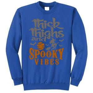 Thick Thighs And Spooky Vibes Funny Halloween Witch Graphic Cute Gift Sweatshirt