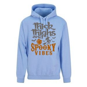 Thick Thighs And Spooky Vibes Funny Halloween Witch Graphic Cute Gift Unisex Surf Hoodie