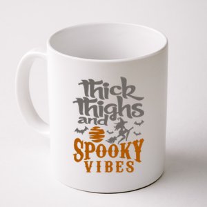 Thick Thighs And Spooky Vibes Funny Halloween Witch Graphic Cute Gift Coffee Mug