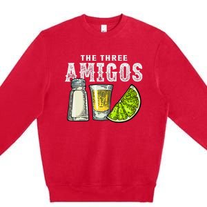 The Three Amigos Lime Salt Tequila Cinco De Mayo Premium Crewneck Sweatshirt