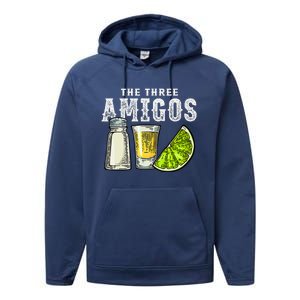 The Three Amigos Lime Salt Tequila Cinco De Mayo Performance Fleece Hoodie