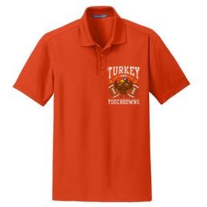 Thanksgiving Turkey And Touchdowns Football Cute Gift Dry Zone Grid Polo