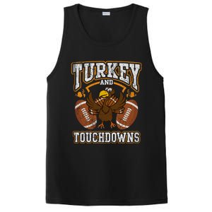 Thanksgiving Turkey And Touchdowns Football Cute Gift PosiCharge Competitor Tank