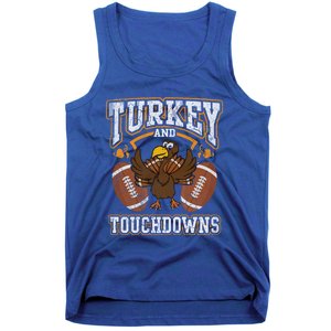 Thanksgiving Turkey And Touchdowns Football Cute Gift Tank Top