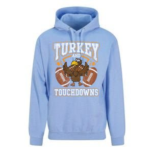 Thanksgiving Turkey And Touchdowns Football Cute Gift Unisex Surf Hoodie