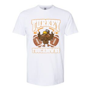 Thanksgiving Turkey And Touchdowns Football Cute Gift Softstyle CVC T-Shirt