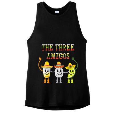 The Three Amigos Tequila Salt Lime Cinco De Mayo Ladies PosiCharge Tri-Blend Wicking Tank