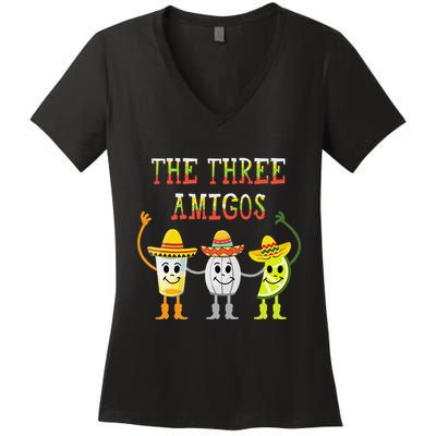 The Three Amigos Tequila Salt Lime Cinco De Mayo Women's V-Neck T-Shirt