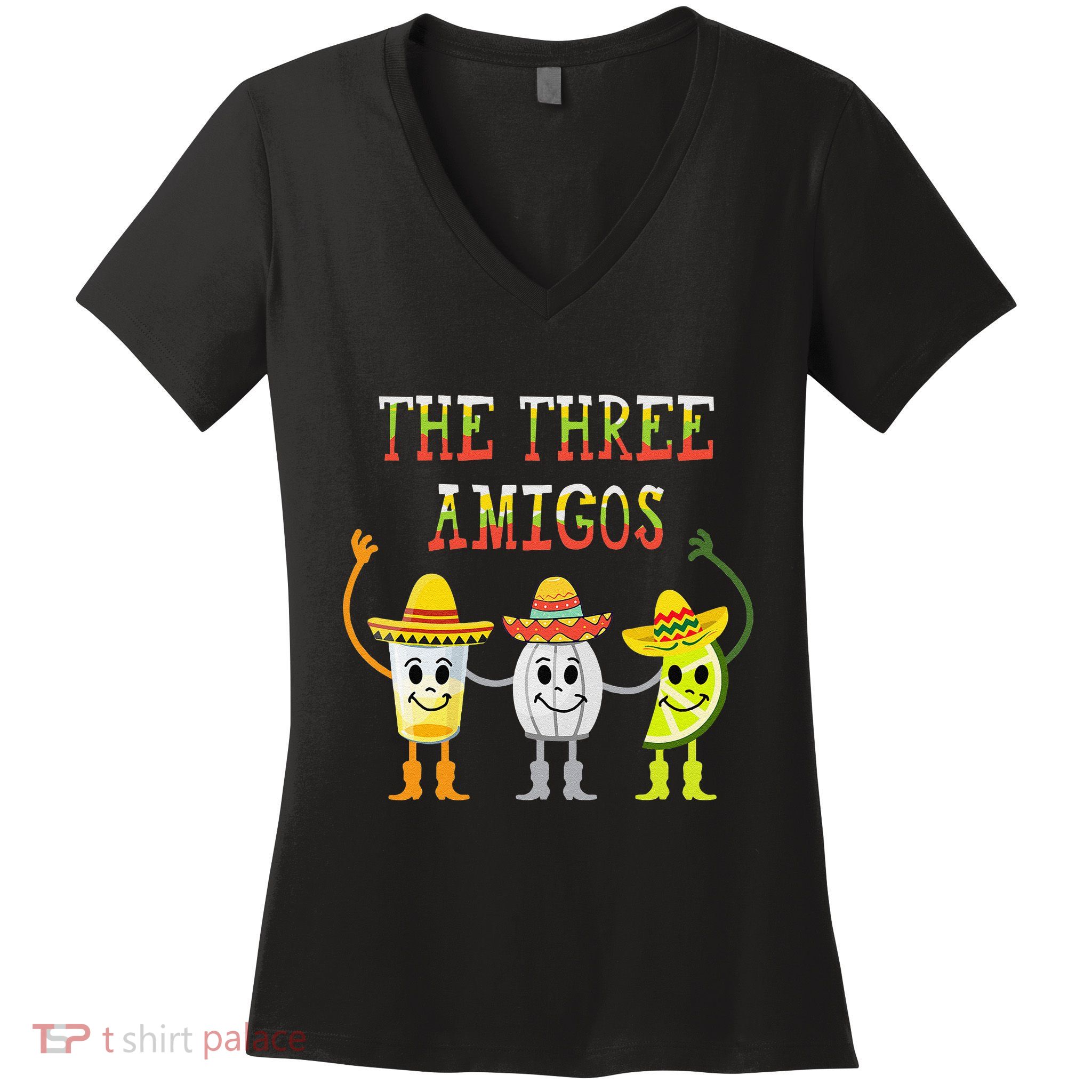 The Three Amigos Tequila Salt Lime Cinco De Mayo Women's V-Neck T-Shirt