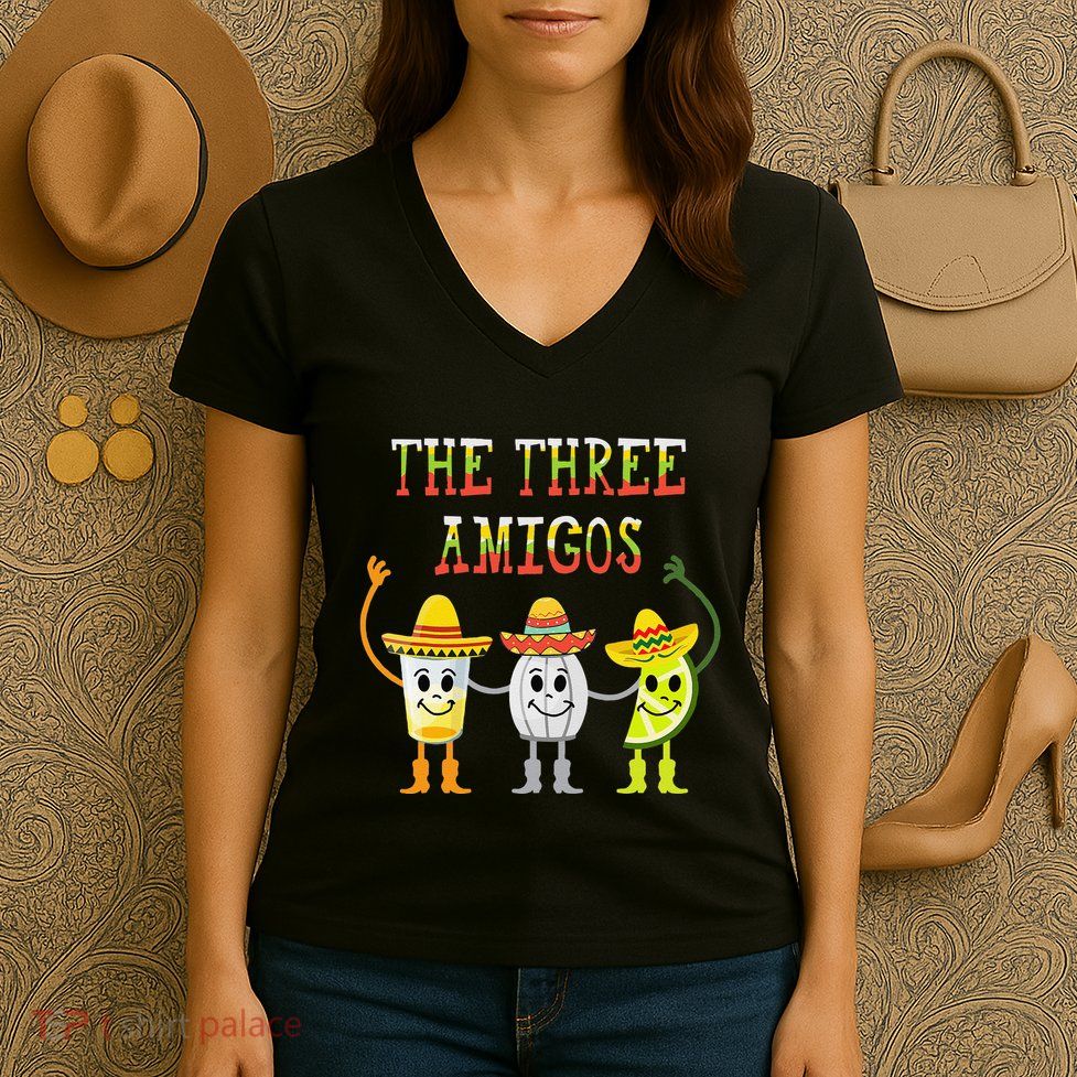 The Three Amigos Tequila Salt Lime Cinco De Mayo Women's V-Neck T-Shirt