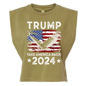 Trump Take America Back 2024 American Flag Politics Garment-Dyed Women's Muscle Tee