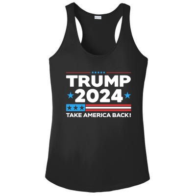 Trump Take America Back 2024 American Flag Politics Ladies PosiCharge Competitor Racerback Tank