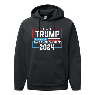 Trump Take America Back 2024 American Flag Politics Performance Fleece Hoodie