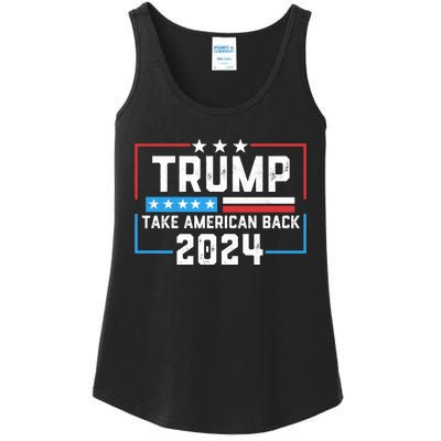 Trump Take America Back 2024 American Flag Politics Ladies Essential Tank