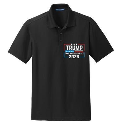 Trump Take America Back 2024 American Flag Politics Dry Zone Grid Polo