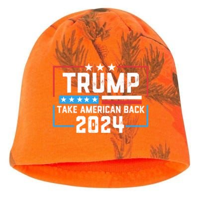 Trump Take America Back 2024 American Flag Politics Kati - Camo Knit Beanie