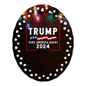 Trump Take America Back 2024 American Flag Politics Ceramic Oval Ornament