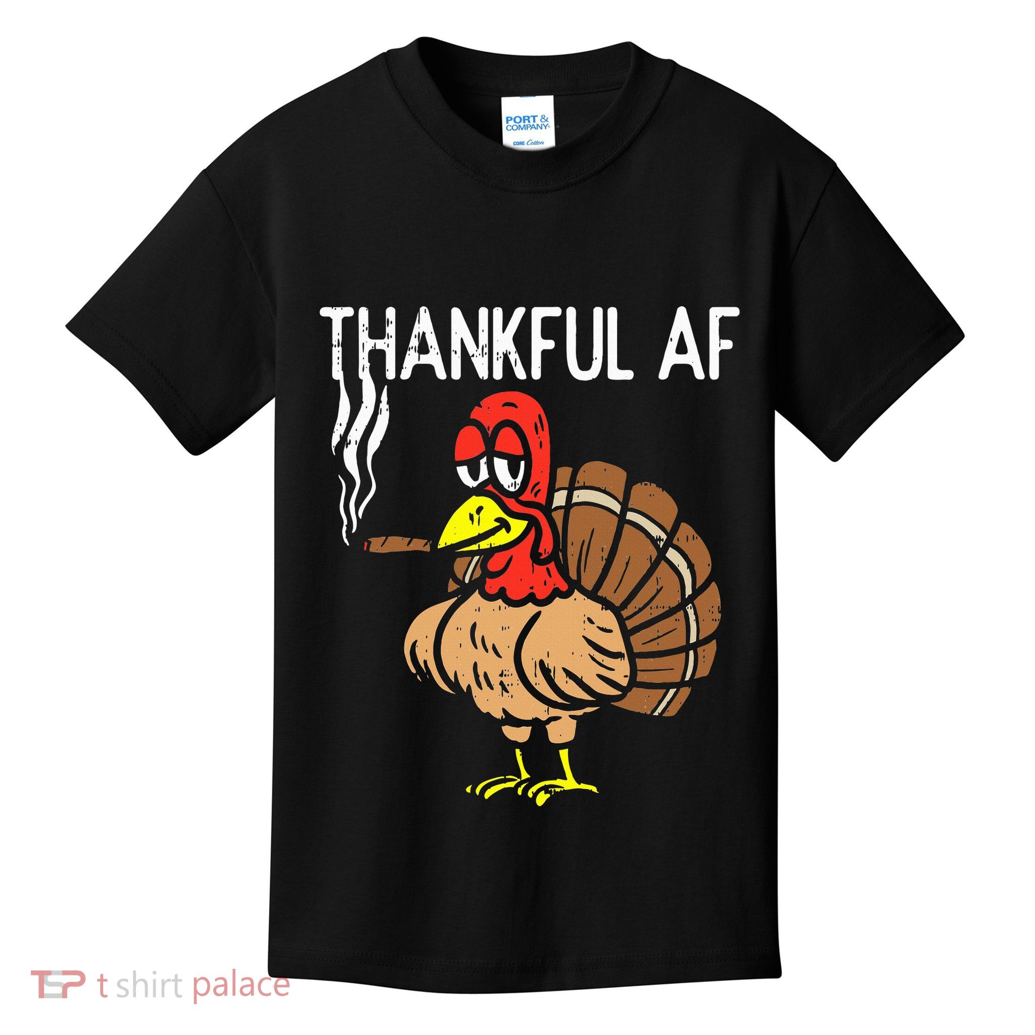 thanksgiving thankful af turkey smoking weed cannabis 420 Kids T-Shirt