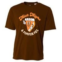 Thick Thighs And Pumpkin Pies Thanksgiving Fall Season Cooling Performance Crew T-Shirt