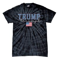 Trump Triumph American Flag Stars 2024 Winner Maga Victory Tie-Dye T-Shirt