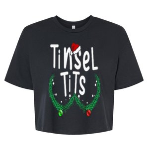 Tinsel Tits And Jingle Balls Funny Matching Christmas Couple Bella+Canvas Jersey Crop Tee