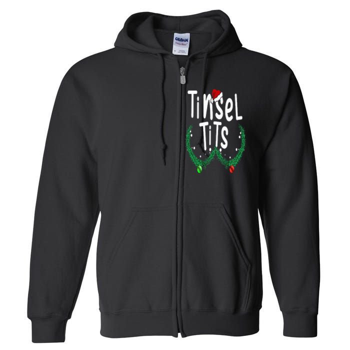 Tinsel Tits And Jingle Balls Funny Matching Christmas Couple Full Zip Hoodie