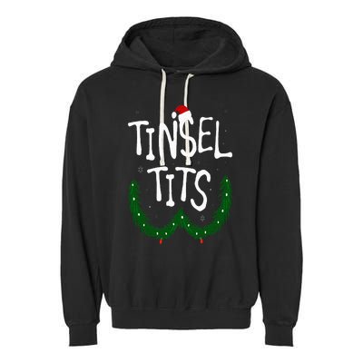 Tinsel Tits And Jingle Balls Funny Matching Christmas Couple Garment-Dyed Fleece Hoodie