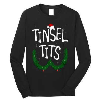 Tinsel Tits And Jingle Balls Funny Matching Christmas Couple Long Sleeve Shirt