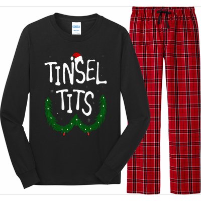 Tinsel Tits And Jingle Balls Funny Matching Christmas Couple Long Sleeve Pajama Set