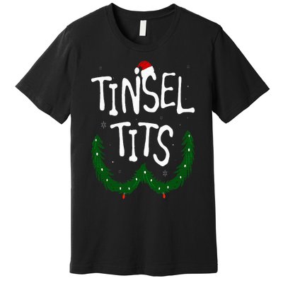 Tinsel Tits And Jingle Balls Funny Matching Christmas Couple Premium T-Shirt