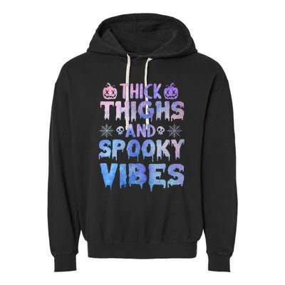 Thick thighs and spooky vibes tie dye Halloween purple Garment-Dyed Fleece Hoodie