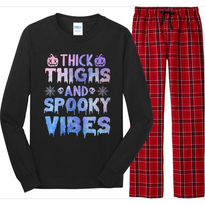 Thick thighs and spooky vibes tie dye Halloween purple Long Sleeve Pajama Set