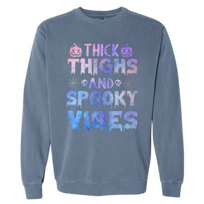 Thick thighs and spooky vibes tie dye Halloween purple Garment-Dyed Sweatshirt