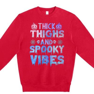 Thick thighs and spooky vibes tie dye Halloween purple Premium Crewneck Sweatshirt