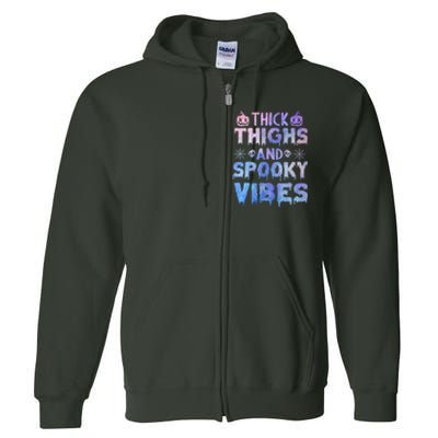 Thick thighs and spooky vibes tie dye Halloween purple Full Zip Hoodie