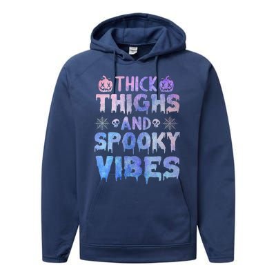 Thick thighs and spooky vibes tie dye Halloween purple Performance Fleece Hoodie