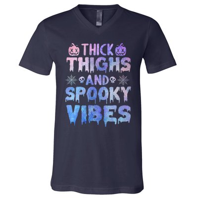 Thick thighs and spooky vibes tie dye Halloween purple V-Neck T-Shirt