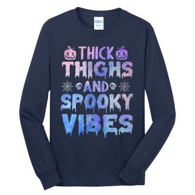 Thick thighs and spooky vibes tie dye Halloween purple Tall Long Sleeve T-Shirt