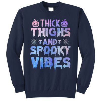 Thick thighs and spooky vibes tie dye Halloween purple Tall Sweatshirt