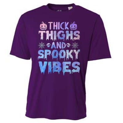 Thick thighs and spooky vibes tie dye Halloween purple Cooling Performance Crew T-Shirt