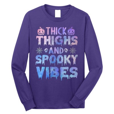 Thick thighs and spooky vibes tie dye Halloween purple Long Sleeve Shirt