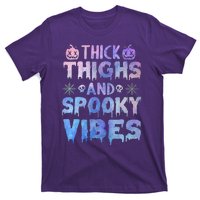 Thick thighs and spooky vibes tie dye Halloween purple T-Shirt