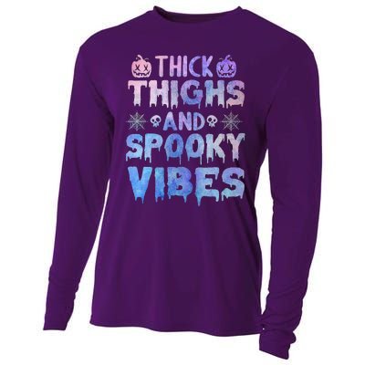 Thick thighs and spooky vibes tie dye Halloween purple Cooling Performance Long Sleeve Crew