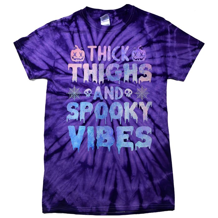 Thick thighs and spooky vibes tie dye Halloween purple Tie-Dye T-Shirt